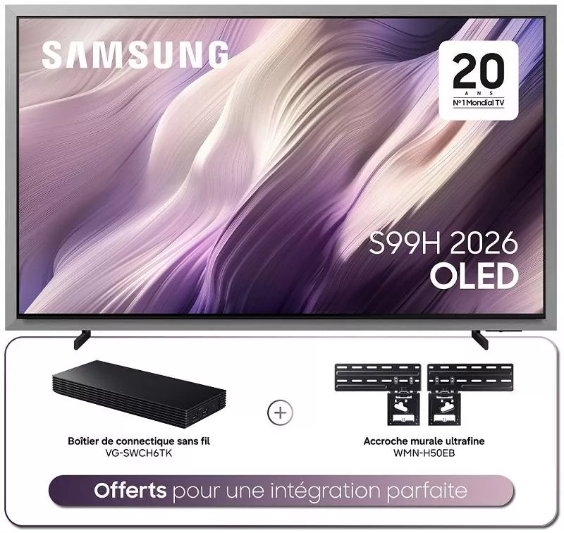 TQ77S99H + BOÃŽTIER DE CONNECTIQUE SANS FIL + ACCROCHE MURALE ULTRAFINE - TÃ©lÃ©viseur OLED UHD-4K 195cm