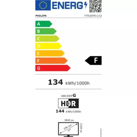 Étiquette_énergie_Téléviseur_OLED_Philips_77OLED911