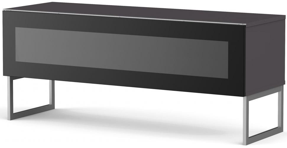 MELICONI Meuble tv verre infrarouge noir et bois gris marina 120 cm