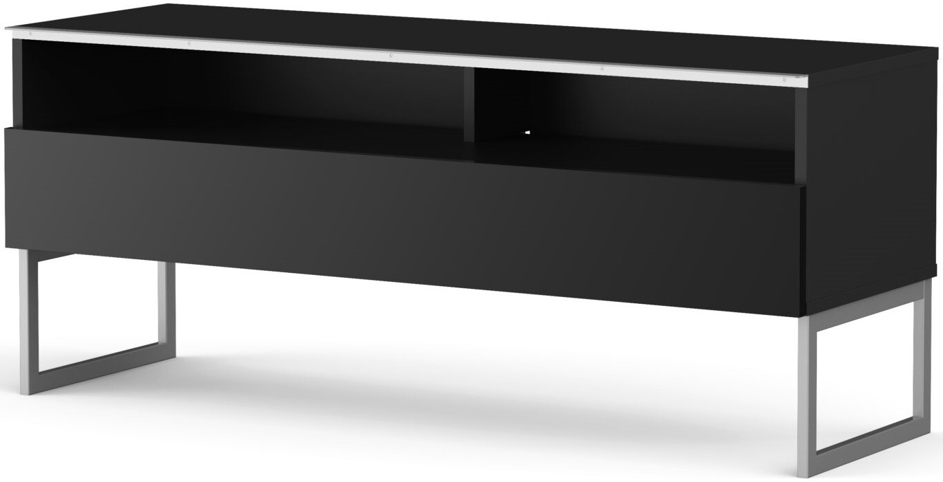 MELICONI Meuble tv 2 niches 1 porte m&eacute;lamin&eacute; noir catania 120 cm