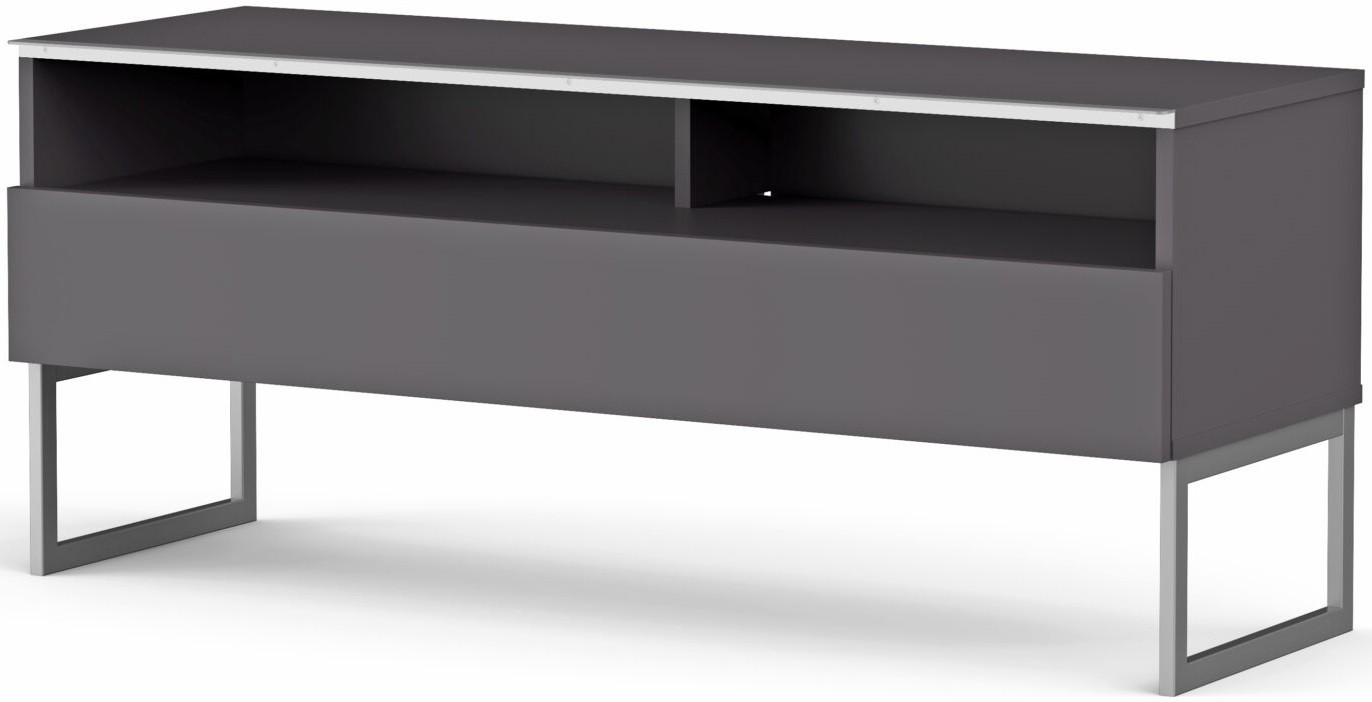 MELICONI Meuble tv 2 niches 1 porte m&eacute;lamin&eacute; gris bari 120 cm