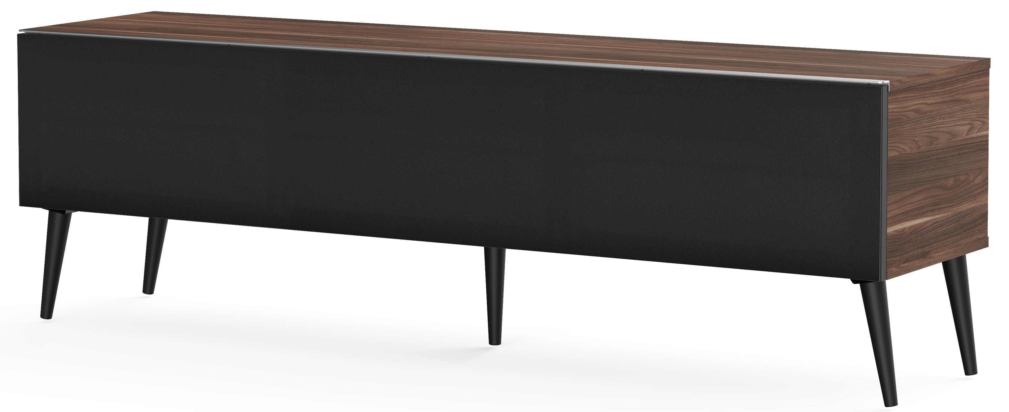 MELICONI Meuble tv tissu acoustique noir et bois fonc&eacute; daphn&eacute; 160 cm