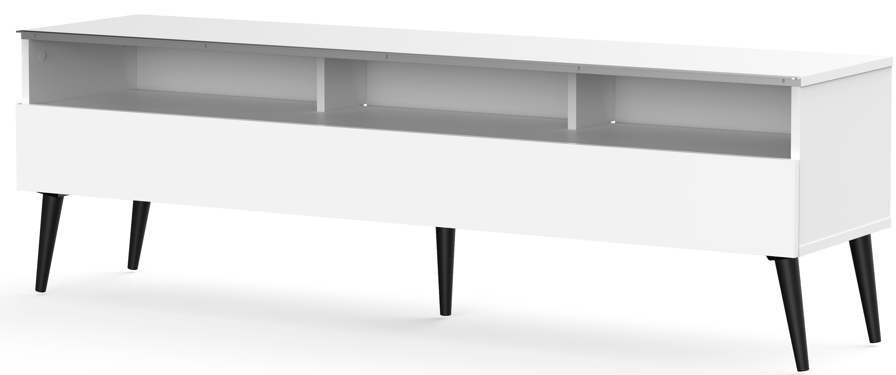 MELICONI Meuble tv 1 porte 3 niches m&eacute;lamin&eacute; blanc nacka 160 cm