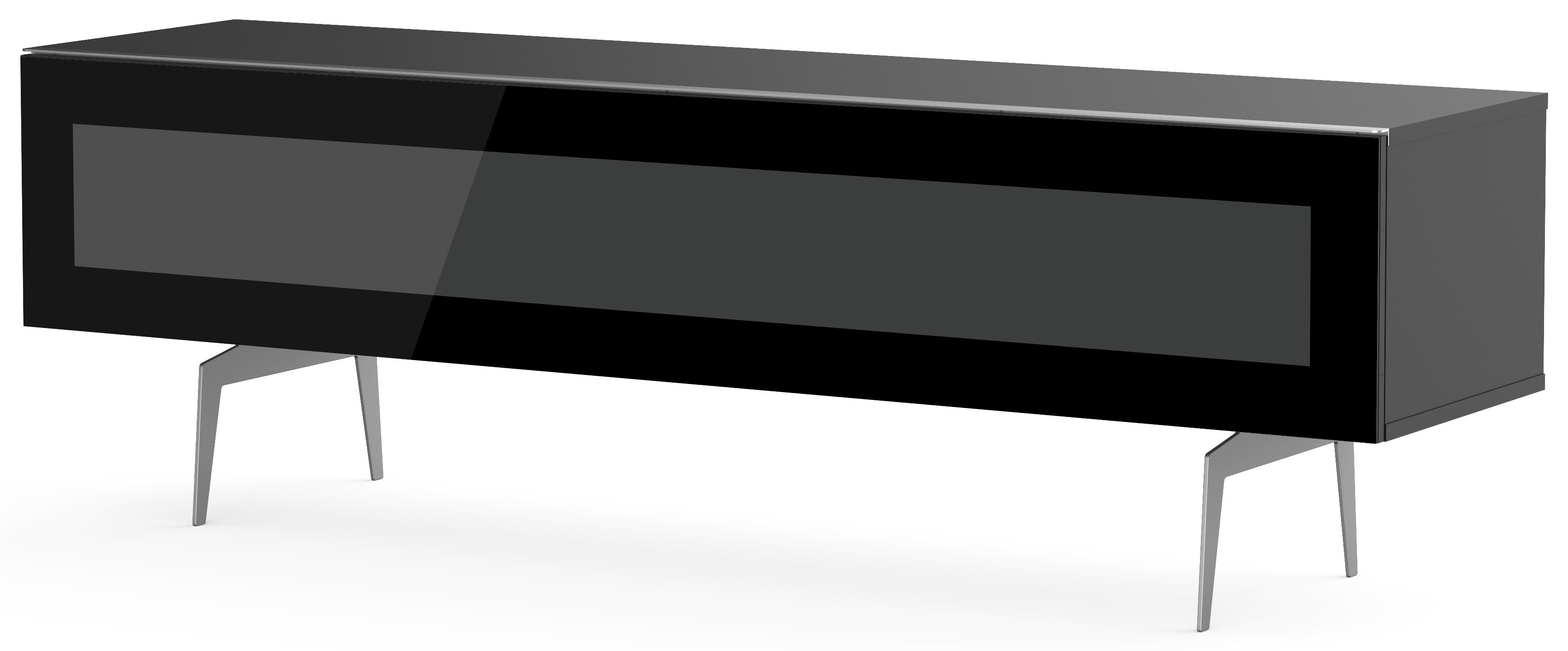 MELICONI Meuble tv verre infrarouge et m&eacute;lamin&eacute; noir pieds m&eacute;tal sydney 160 cm
