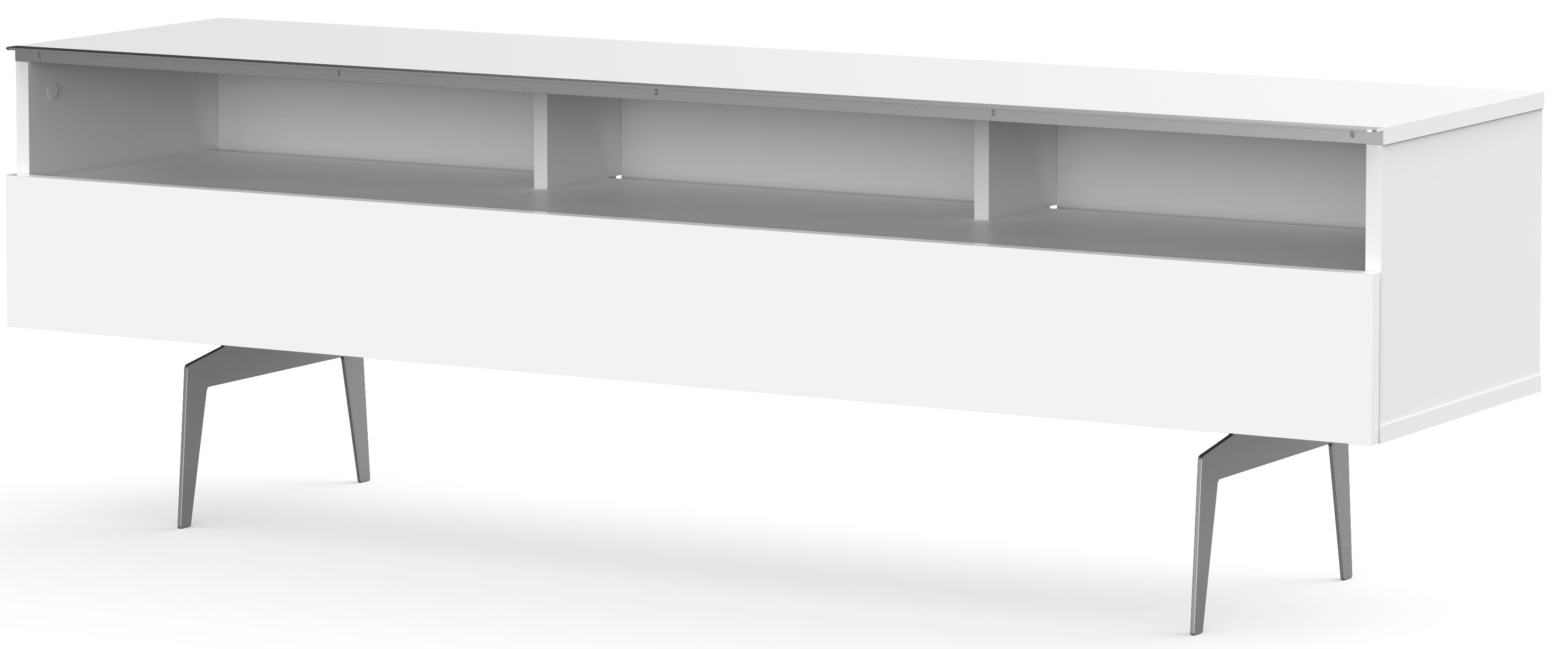 MELICONI Meuble tv 3 niches 1 porte m&eacute;lamin&eacute; blanc yvanna 160 cm