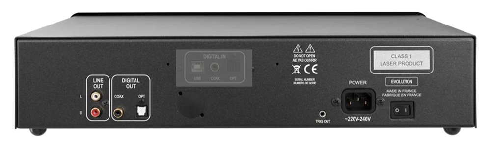 CD Atoll CD50 Evolution : sorties RCA/numériques, trigger 12V, télécommande globale, évolutif en DAC (USB/Optique/Coax).