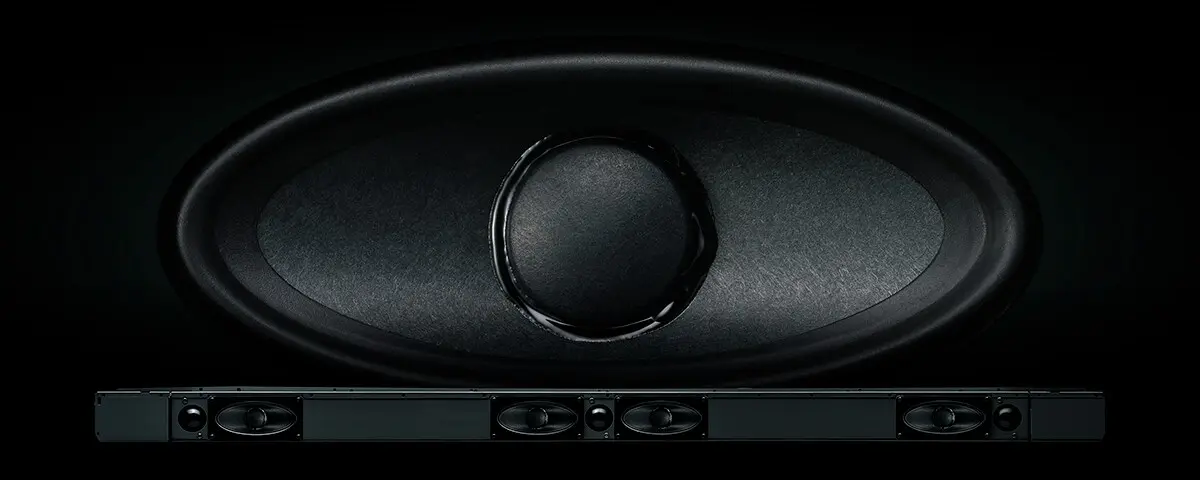 Haut-parleurs médiums elliptiques de la Yamaha True X Surround 90A