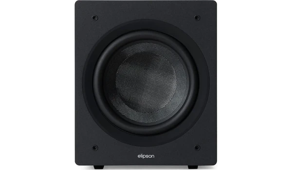 Elipson Classic Sub 10 noir sans grille, vue de face sur le haut-parleur 25 cm à membrane en fibre de verre