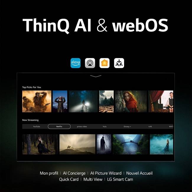 Le téléviseur LG 75QNED86 est compatible avec les technologies ThinQ AI et de webOS 23