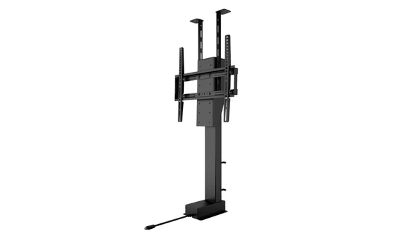 Multibrackets M Motorized TV Lift Turn Large vu de trois quarts, platine VESA, embase et câble d'alimentation