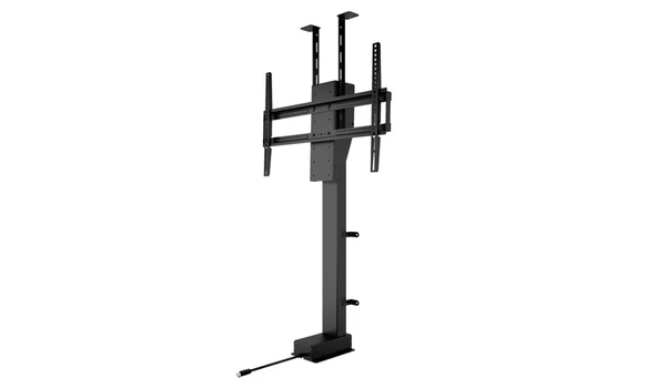 Multibrackets M Motorized TV Lift Turn X-Large vu de trois quarts, platine VESA large, embase et câble