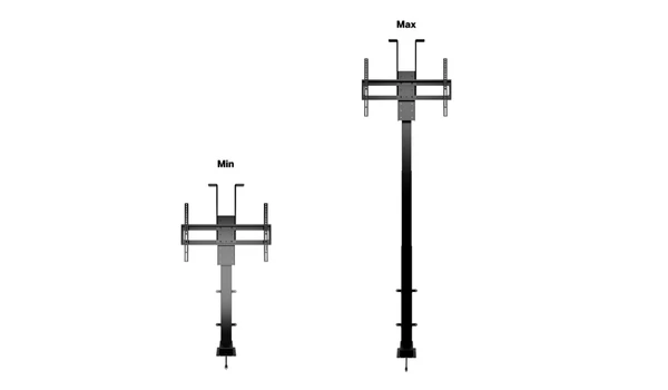 Multibrackets M Motorized TV Lift Turn X-Large en position basse et haute, colonne télescopique déployée