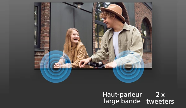 Sony BRAVIA 6 OLED illustrant la diffusion sonore du haut-parleur large bande et des deux tweeters