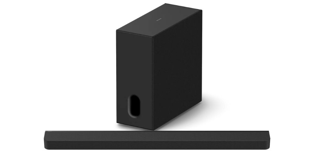 Pack Sony HT-A9000 et SA-SW8 sur fond blanc, barre de son BRAVIA Theatre Bar 9 noire au premier plan et caisson sans fil SA-SW8 positionné à la verticale en arrière-plan