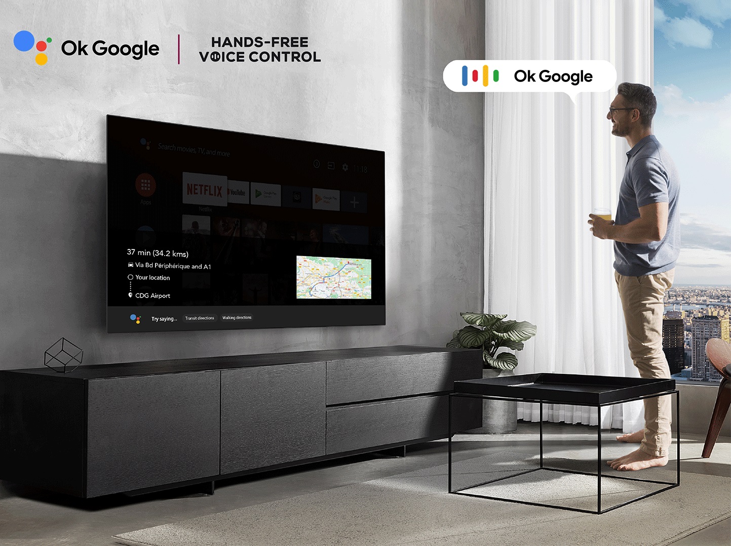 Le TV TCL 55C849 est compatible GoogleTV.